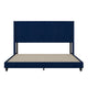 Navy Velvet,King |#| King Size Upholstered Platform Bed with Wingback Headboard - Navy Velvet