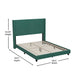 Emerald Velvet,Queen |#| Queen Size Upholstered Platform Bed with Wingback Headboard - Emerald Velvet