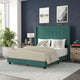 Emerald Velvet,Full |#| Full Size Upholstered Platform Bed with Wingback Headboard - Emerald Velvet