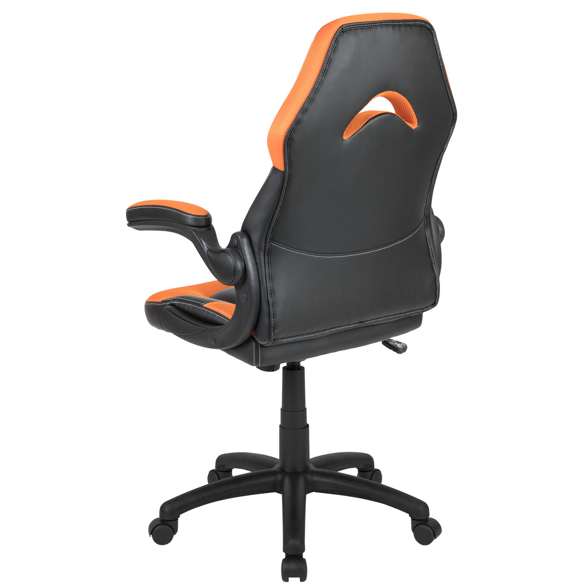 Orange |#| Ergonomic Orange and Black Computer Gaming Chair with Padded Flip-Up Arms