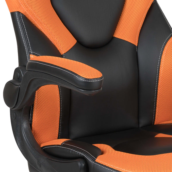 Orange |#| Ergonomic Orange and Black Computer Gaming Chair with Padded Flip-Up Arms