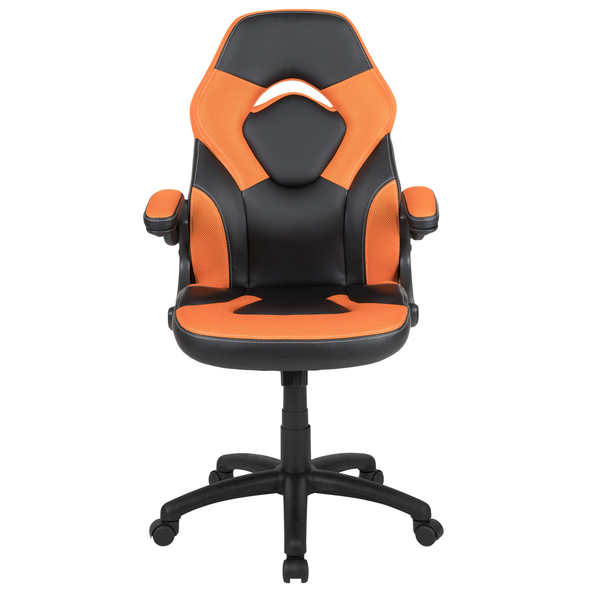 Orange |#| Ergonomic Orange and Black Computer Gaming Chair with Padded Flip-Up Arms