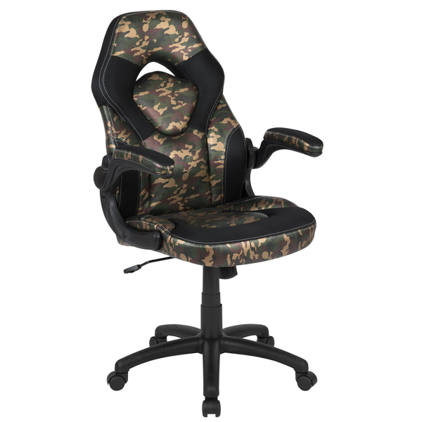 Camouflage |#| Ergonomic Camo and Black Computer Gaming Chair with Padded Flip-Up Arms