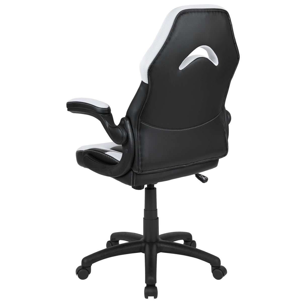 White |#| Ergonomic White and Black Computer Gaming Chair with Padded Flip-Up Arms