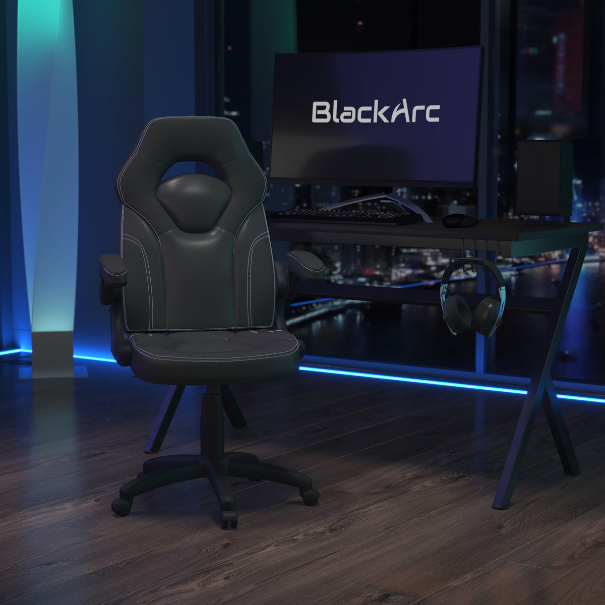 Black |#| Ergonomic Black Computer Gaming Chair with Padded Flip-Up Arms