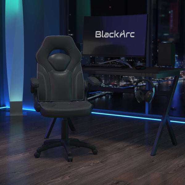 Black |#| Ergonomic Black Computer Gaming Chair with Padded Flip-Up Arms