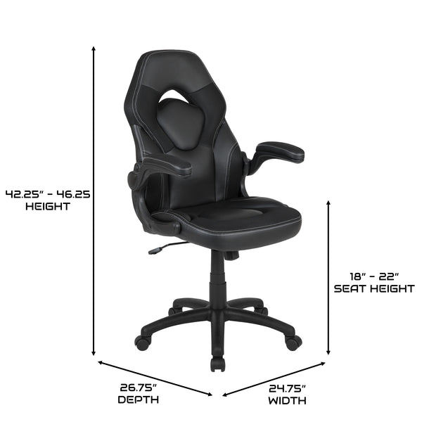 Black |#| Ergonomic Black Computer Gaming Chair with Padded Flip-Up Arms