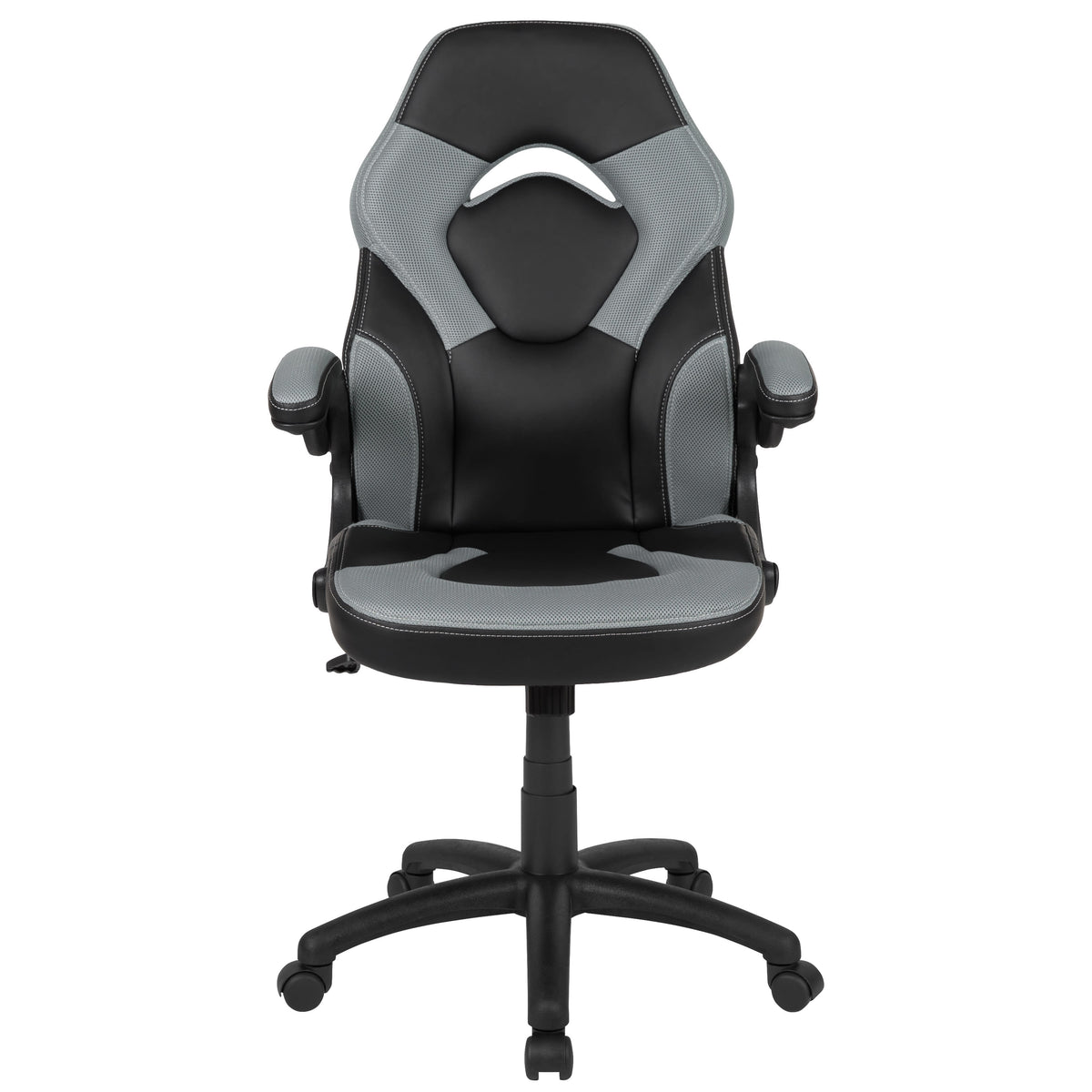 Gray |#| Ergonomic Gray and Black Computer Gaming Chair with Padded Flip-Up Arms