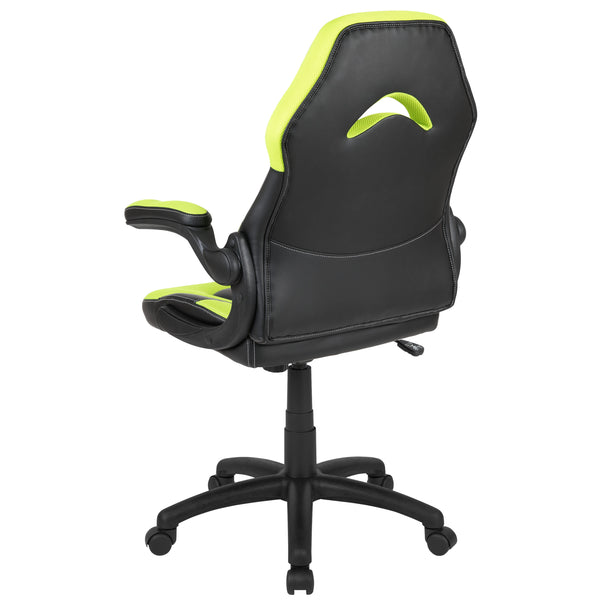 Neon Green |#| Ergonomic Neon Green and Black Computer Gaming Chair with Padded Flip-Up Arms
