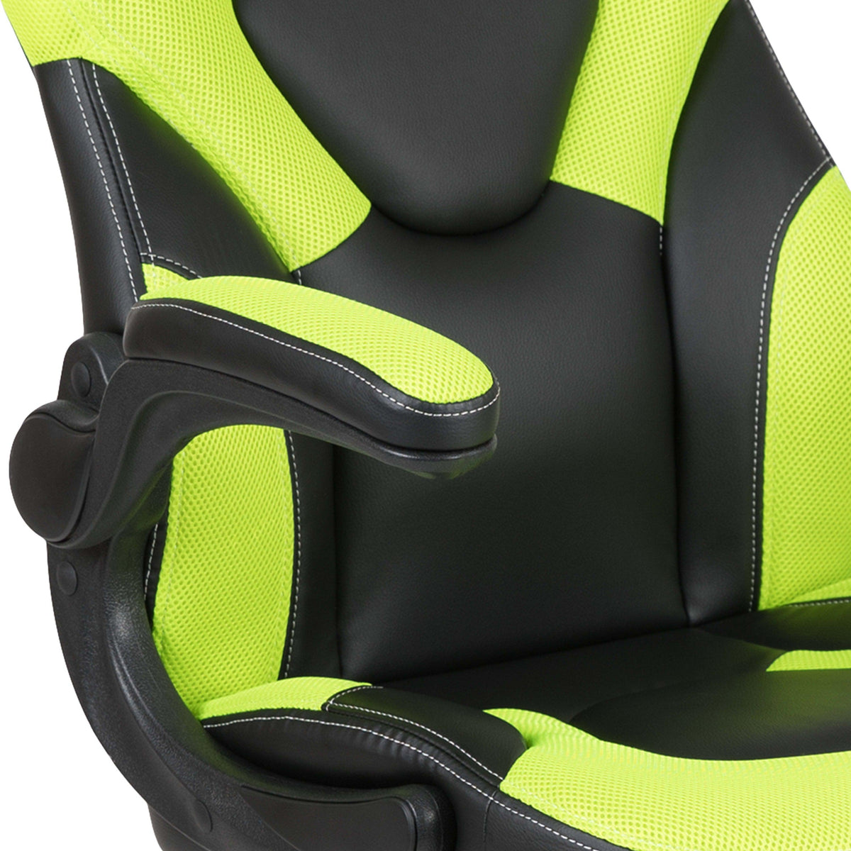 Neon Green |#| Ergonomic Neon Green and Black Computer Gaming Chair with Padded Flip-Up Arms