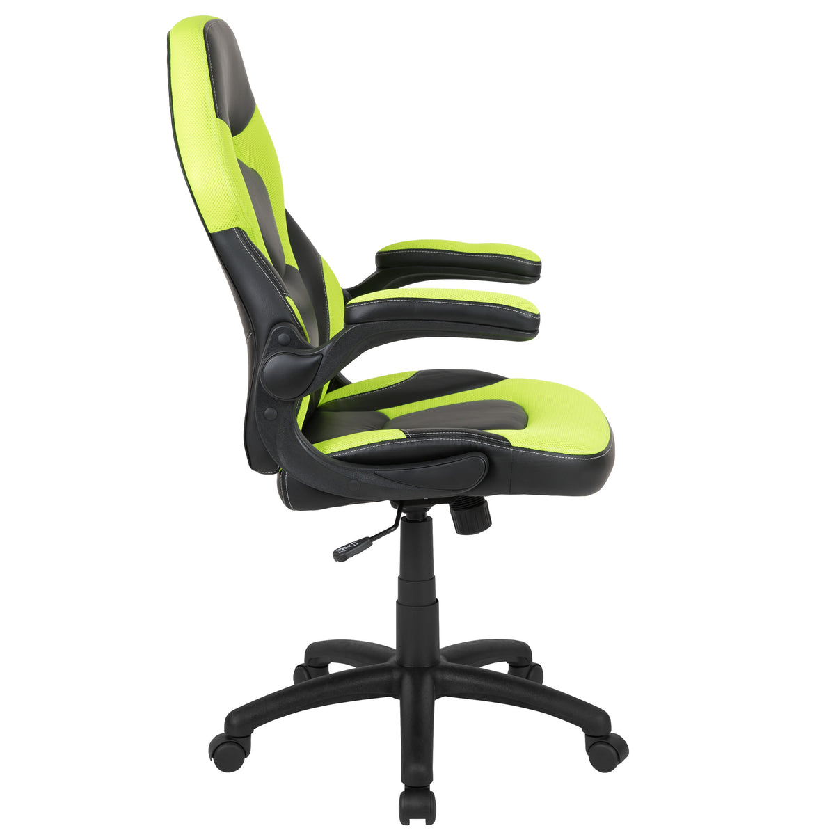Neon Green |#| Ergonomic Neon Green and Black Computer Gaming Chair with Padded Flip-Up Arms