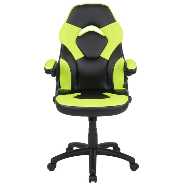 Neon Green |#| Ergonomic Neon Green and Black Computer Gaming Chair with Padded Flip-Up Arms