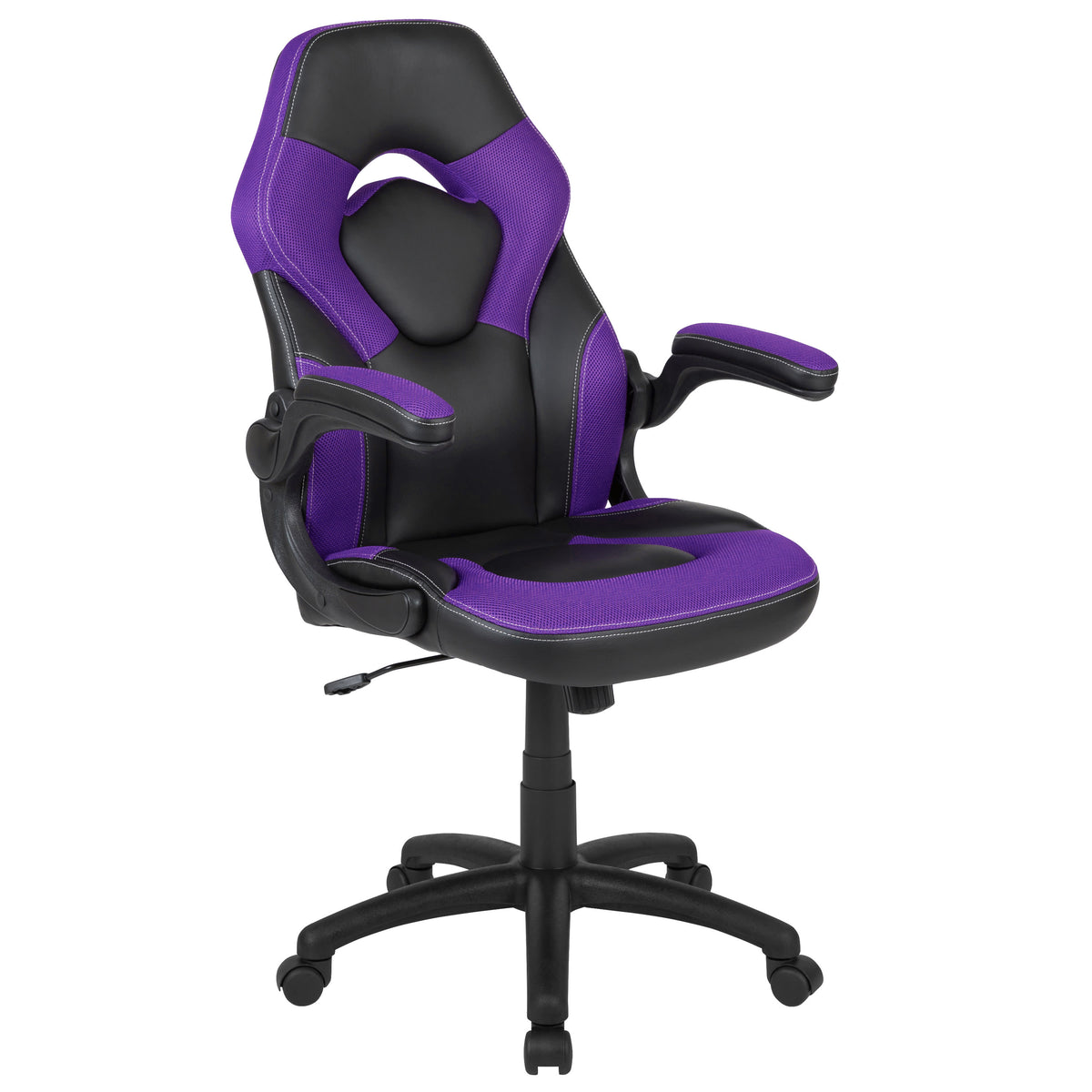 Purple |#| Ergonomic Purple and Black Computer Gaming Chair with Padded Flip-Up Arms