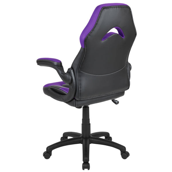 Purple |#| Ergonomic Purple and Black Computer Gaming Chair with Padded Flip-Up Arms