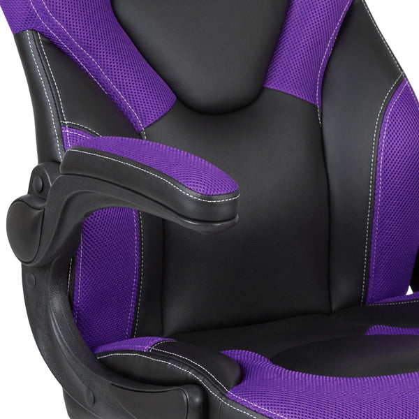 Purple |#| Ergonomic Purple and Black Computer Gaming Chair with Padded Flip-Up Arms