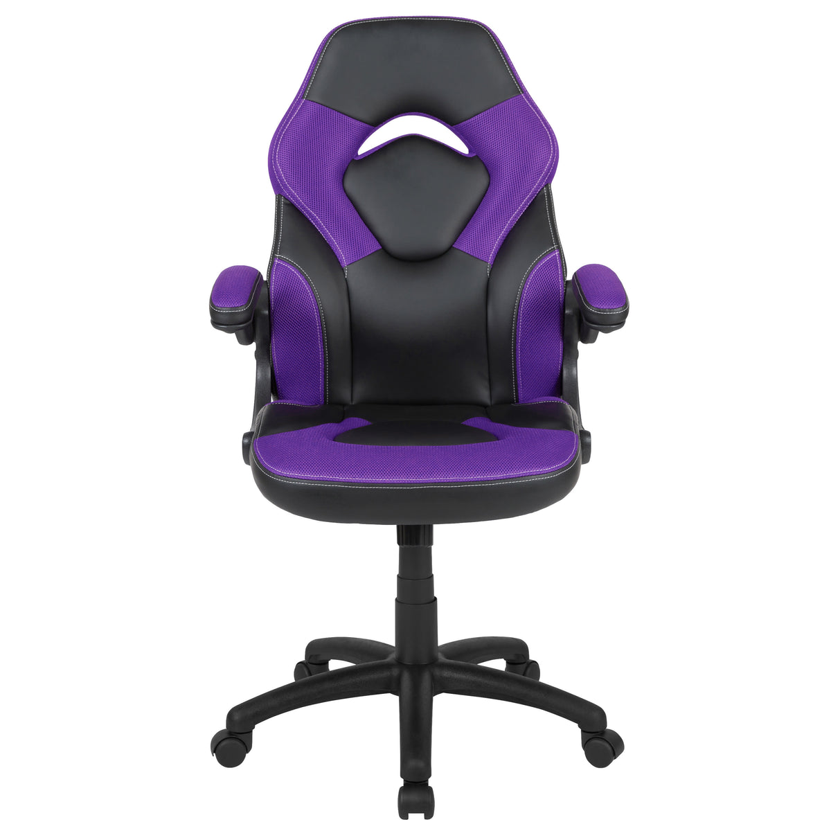 Purple |#| Ergonomic Purple and Black Computer Gaming Chair with Padded Flip-Up Arms