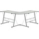 Clear Top/Silver Frame |#| L-Shaped Corner Gaming Desk with Clear Tempered Glass Top & Silver Steel Frame