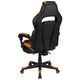 Black with Orange Trim |#| Fully Reclining Gaming Chair with Slideout Footrest, Lumbar Massage-Black/Orange