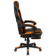 Black with Orange Trim |#| Fully Reclining Gaming Chair with Slideout Footrest, Lumbar Massage-Black/Orange