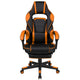 Black with Orange Trim |#| Fully Reclining Gaming Chair with Slideout Footrest, Lumbar Massage-Black/Orange