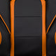 Black with Orange Trim |#| Fully Reclining Gaming Chair with Slideout Footrest, Lumbar Massage-Black/Orange