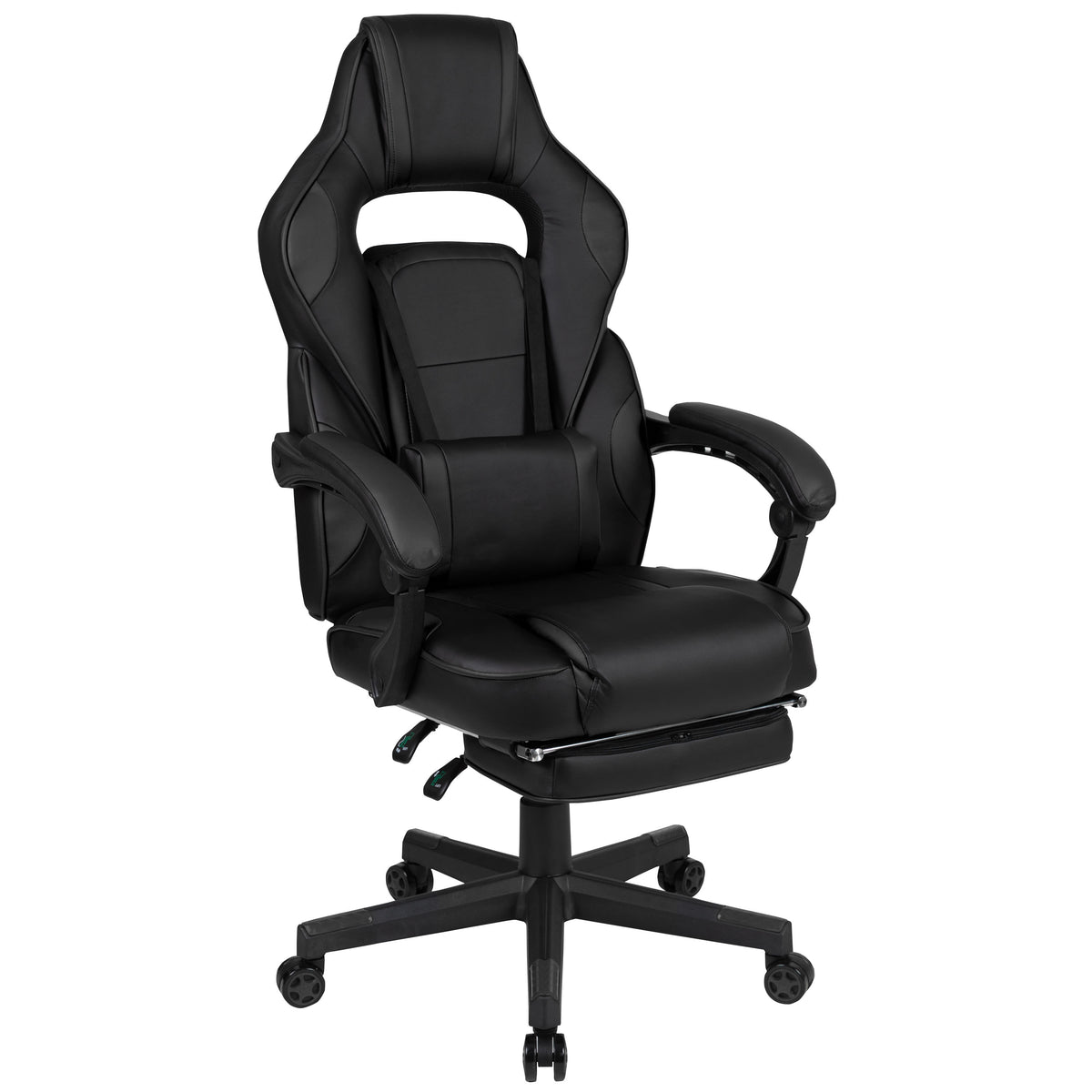 Black |#| Fully Reclining Gaming Chair with Slideout Footrest, Lumbar Massage-Black