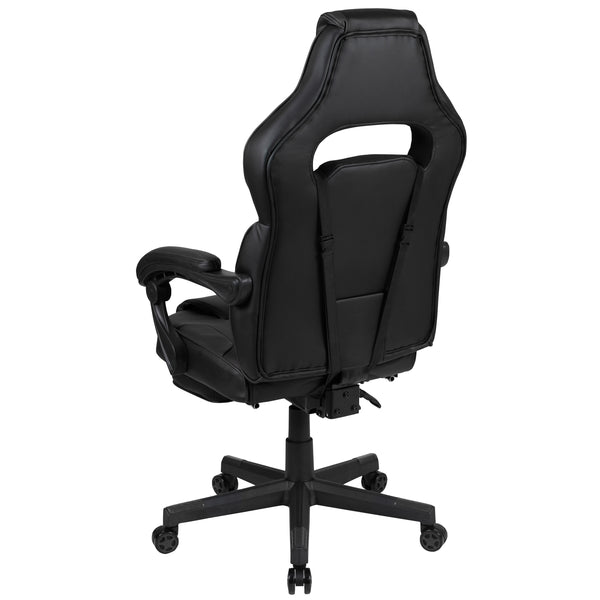 Black |#| Fully Reclining Gaming Chair with Slideout Footrest, Lumbar Massage-Black