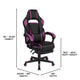 Black with Purple Trim |#| Fully Reclining Gaming Chair with Slideout Footrest, Lumbar Massage-Black/Purple