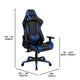 Blue |#| Reclining 360° Swivel Gamers Chair-Black & Blue Faux Leather - Adjustable Arms