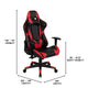 Red |#| Reclining 360° Swivel Gamers Chair-Black & Red Faux Leather - Adjustable Arms