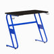 Blue |#| Gaming Desk with Black Laminate Top, Blue Steel Frame-Cupholder-Headphone Hook