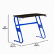 Blue |#| Gaming Desk with Black Laminate Top, Blue Steel Frame-Cupholder-Headphone Hook