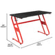 Red |#| Gaming Desk with Black Laminate Top, Red Steel Frame-Cupholder-Headphone Hook