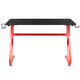 Red |#| Gaming Desk with Black Laminate Top, Red Steel Frame-Cupholder-Headphone Hook