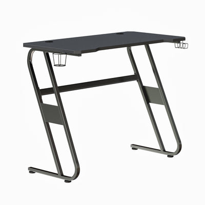 Gaming Desk with Laminate Top, Steel Frame-Cupholder-Headphone Hook - View 1