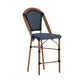 Navy & White/Natural Frame |#| All-Weather Commercial Paris Stool with Bamboo Print Metal Frame-Navy/White