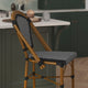 Black & White/Natural Frame |#| All-Weather Commercial Paris Stool with Bamboo Print Metal Frame-Black/White