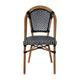 Black & White/Natural Frame |#| All-Weather Commercial Paris Chair with Bamboo Print Aluminum Frame-Black/White