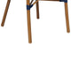 Navy & White/Natural Frame |#| All-Weather Commercial Paris Chair with Bamboo Print Metal Frame-Navy/White