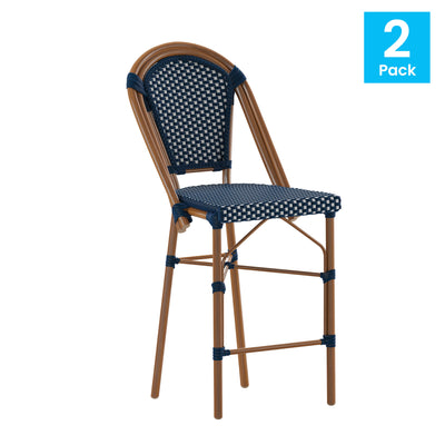 Bordeaux Set of 2 Commercial Grade Stackable Indoor/Outdoor Bistro 26" High Counter Height Stools - View 2
