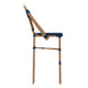 Navy & White/Natural Frame |#| 2 Pack All-Weather Commercial Paris Stools with Bamboo Print Frame-Navy/White