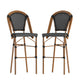 Black & White/Natural Frame |#| 2 Pack All-Weather Commercial Paris Stools with Bamboo Print Frame-Navy/White