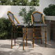 Black & White/Natural Frame |#| 2 Pack All-Weather Commercial Paris Stools with Bamboo Print Frame-Navy/White