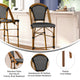 Black & White/Natural Frame |#| 2 Pack All-Weather Commercial Paris Stools with Bamboo Print Frame-Navy/White