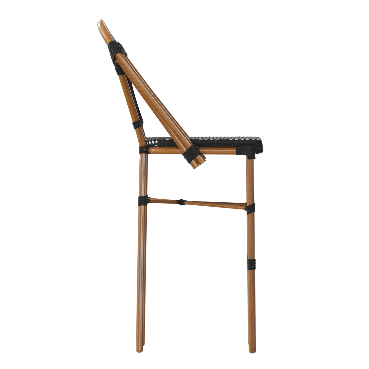 Black & White/Natural Frame |#| 2 Pack All-Weather Commercial Paris Stools with Bamboo Print Frame-Navy/White