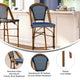 Navy & White/Natural Frame |#| 2 Pack All-Weather Commercial Paris Stools with Bamboo Print Frame-Navy/White