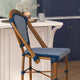 Navy & White/Natural Frame |#| 2 Pack All-Weather Commercial Paris Stools with Bamboo Print Frame-Navy/White
