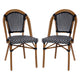 Black & White/Natural Frame |#| 2 Pack All-Weather Commercial Paris Chairs with Bamboo Print Frame-Black/White