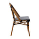 Black & White/Natural Frame |#| 2 Pack All-Weather Commercial Paris Chairs with Bamboo Print Frame-Black/White