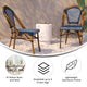 Navy & White/Natural Frame |#| 2 Pack All-Weather Commercial Paris Chairs with Bamboo Print Frame-Navy/White
